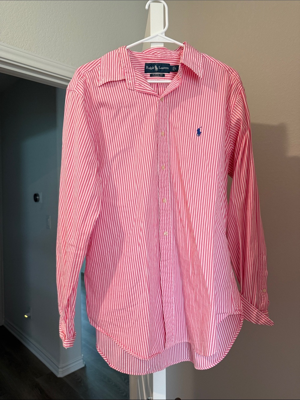 Ralph Lauren Pink & White Striped Men's Button-Down Shirt